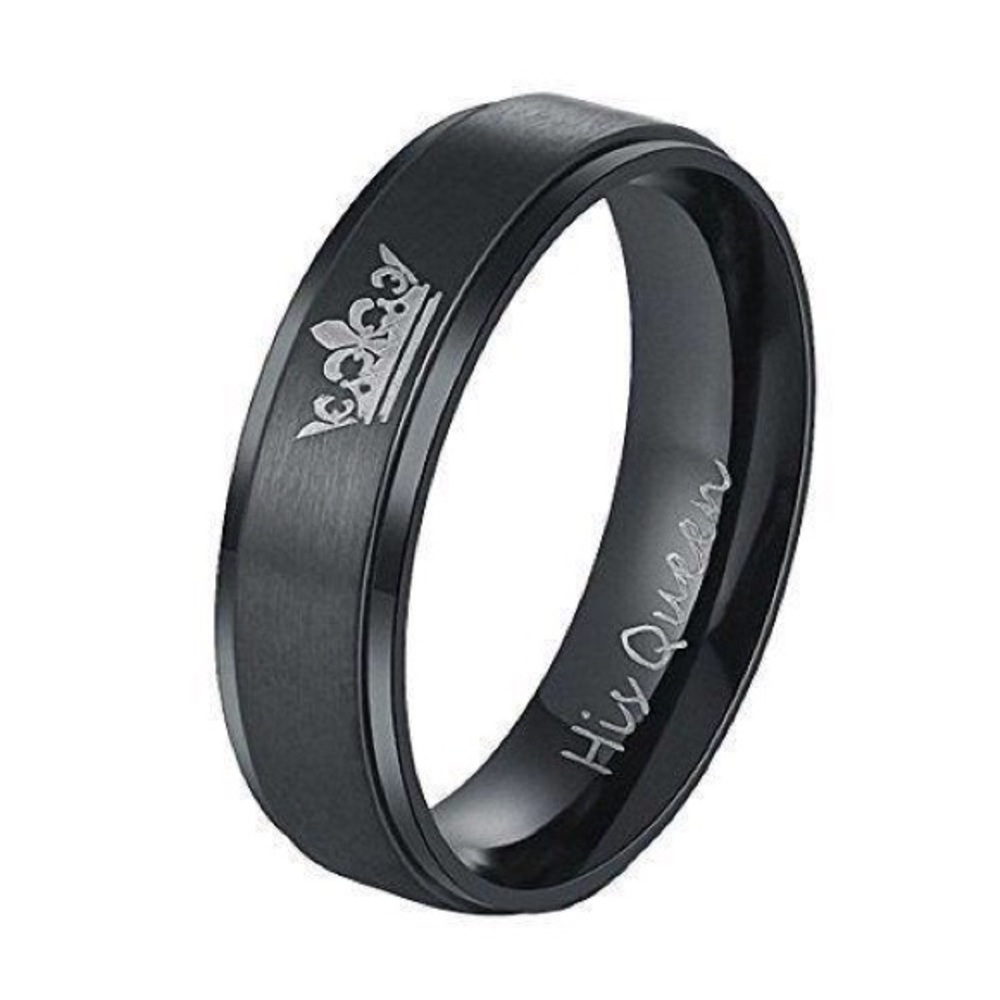 6mm black his queen crown ring - Picture 2 of 3